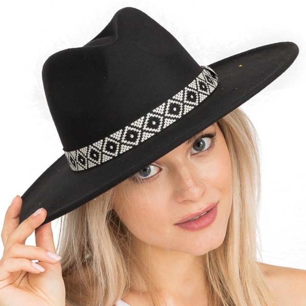 Fedora Panama Wool Belt Classic Hat